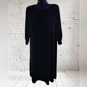 Susan Graver Black Velvet Shift Midi Party Dress Plus Size 2X Formal Holiday